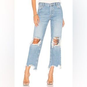 We The Free by Free People Maggie Distressed Straight Jeans sz 25